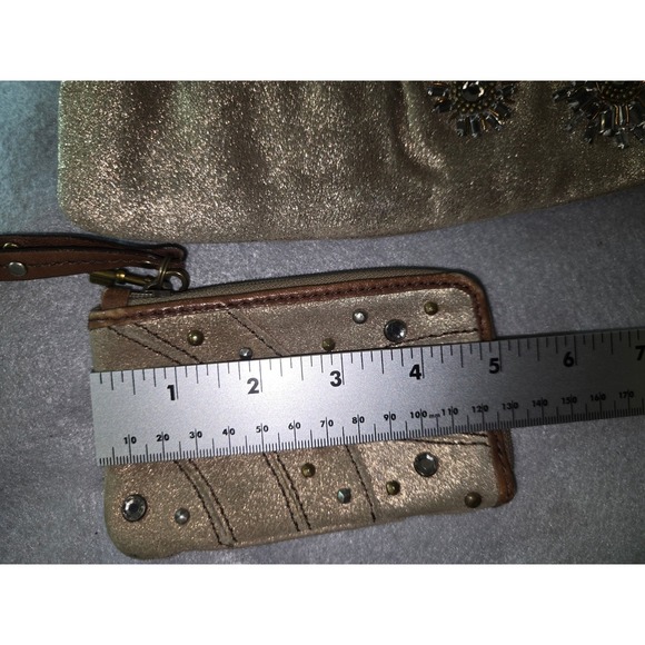 Fossil Sparkly Embellished Wristlet and Coin Purse Tan - Picture 7 of 9